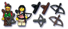 Bob Hood, Creeping Buffalo, quivers, a crossbow, and two bows